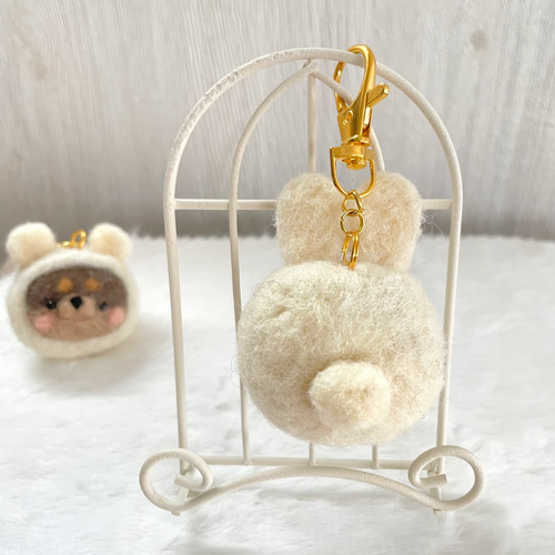 ダックス ウサギとクマさんの被り物 キーホルダー 羊毛フェルト その他