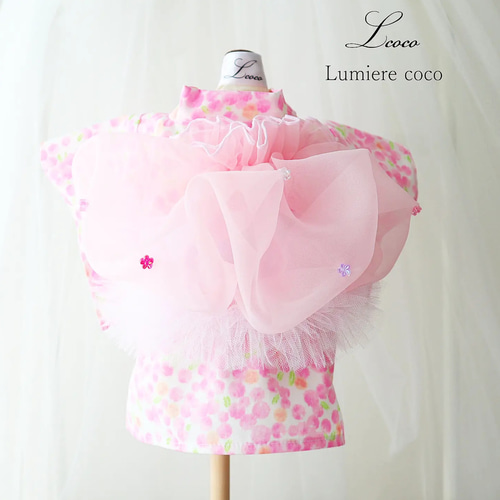 犬服ハンドメイド　洋服　浴衣　被布コート　❣️ここちゃん❣️ Crazy Boo 和花柄被布コート 【 クレイジーブー 犬服 犬グッズ