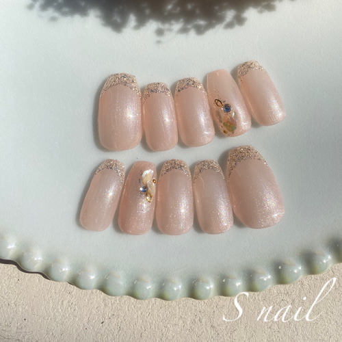 No.6】ガラスフレンチネイル ネイルチップ（つけ爪） S nail 通販