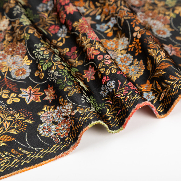 生地  刺繍  西陣織生地　ネクタイ着物カバンポーチ用生地　diy材料　オリジナル制作生地 3枚目の画像