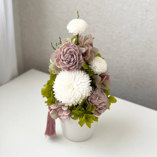 仏花 ✧くすみピンク✧ プリザーブドフラワー お供え花 小さめ
