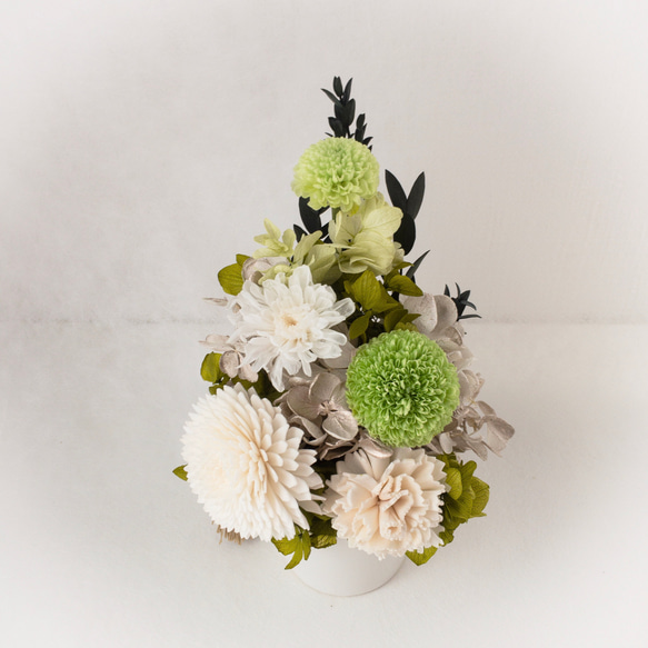 仏花　✧ホワイトプラチナ✧　プリザーブドフラワー　お供え花　小さめ　メモリアルフラワー　 3枚目の画像