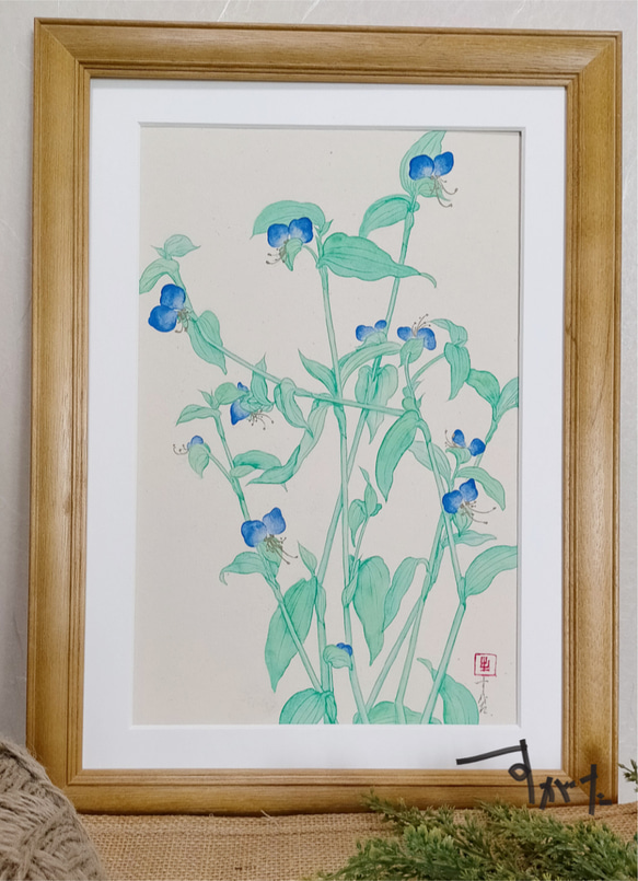 原画】「つゆ草」日本画A4 絵画 すがた 通販 15908382｜Creema