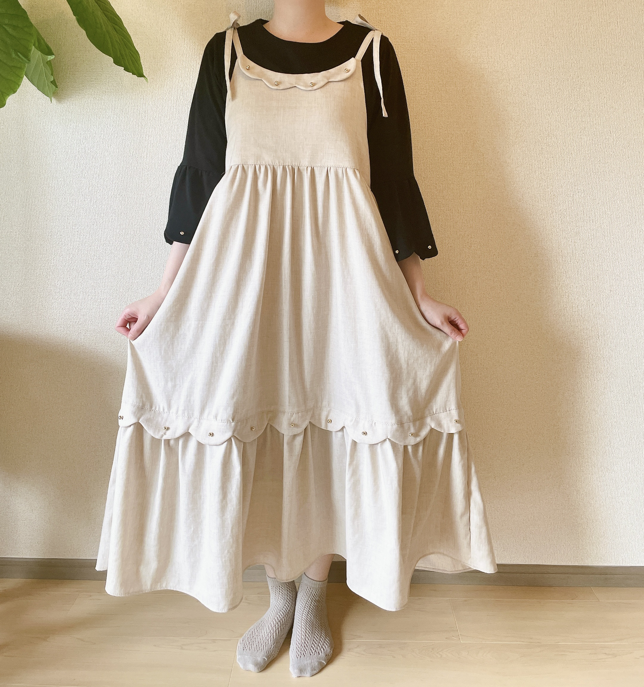 キャミソール付き シルク100 バンドカラー 極美品♪23区 ワンピース