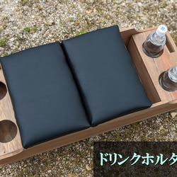 ハイエース　センターコンソールボックス アンティークブラウン　ナロー/標準ボディ用　 ヒノキ＆杉製 ドリンクホルダー4個 6枚目の画像