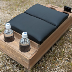 ハイエース　センターコンソールボックス アンティークブラウン　ナロー/標準ボディ用　 ヒノキ＆杉製 ドリンクホルダー4個 5枚目の画像