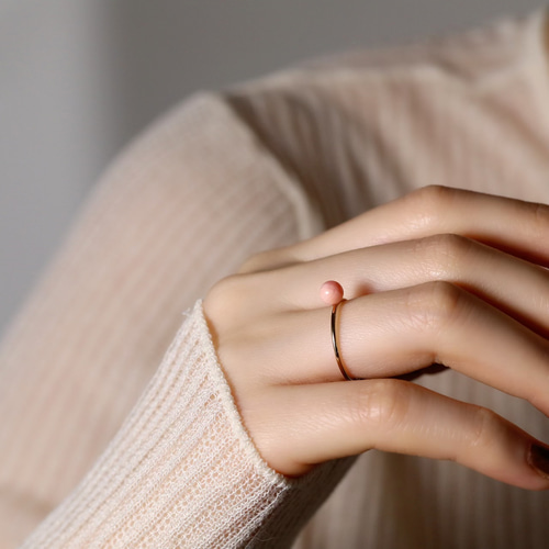 K18◇ピンク珊瑚のリング 金属アレルギー対応 お守り指輪 18金