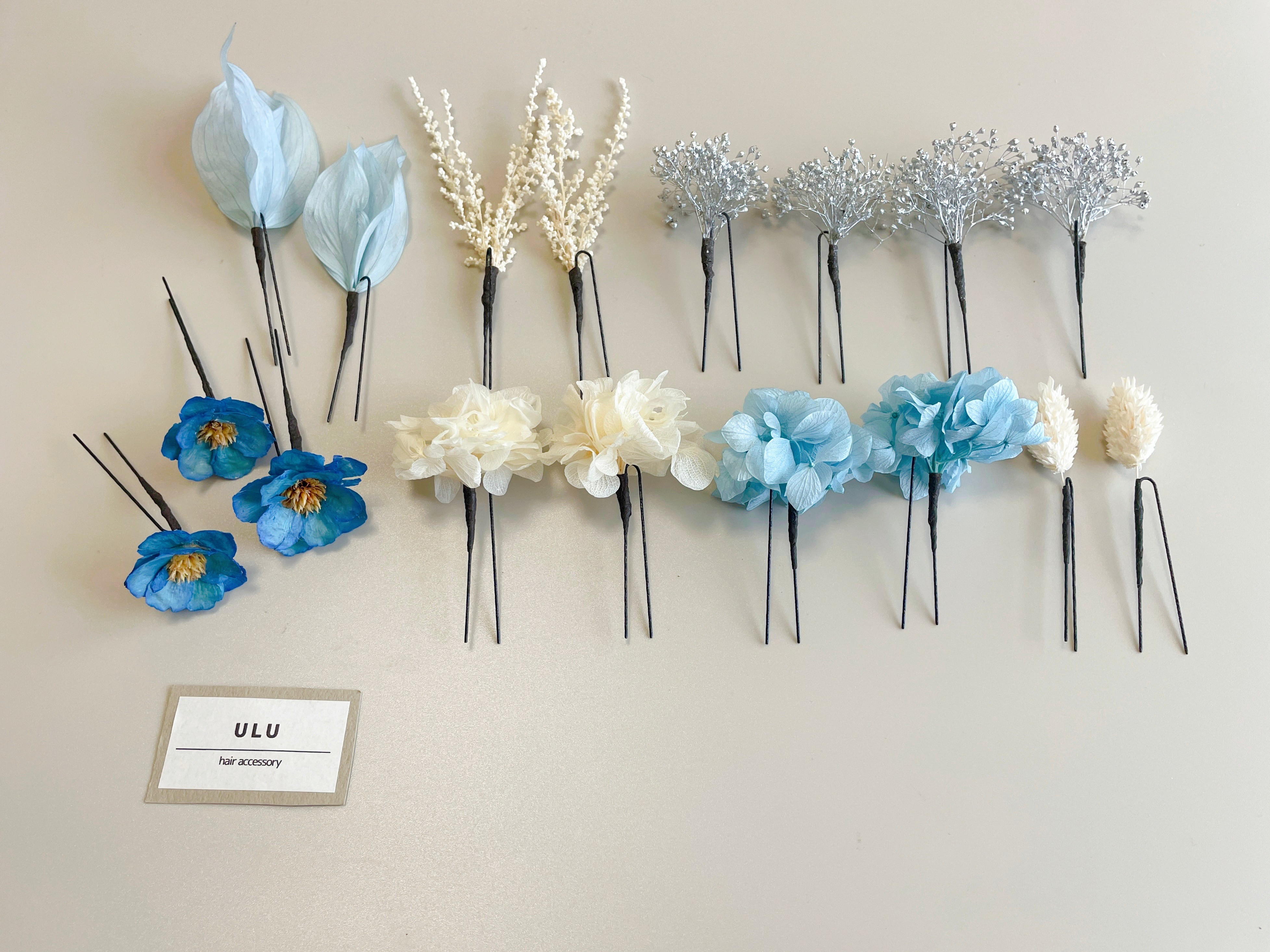 ドライフラワー ヘッドドレス ブルー 和装 髪飾り 成人式 結婚式 ブライダル 卒業式 ウェディング 振袖 袴 水色