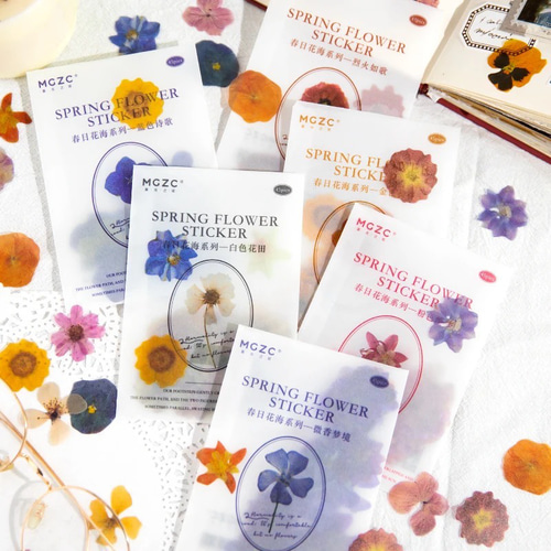 押し花フレークシール 45枚 シール・ステッカー n i j i - i r o