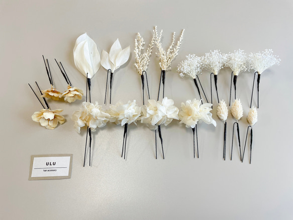 ウェディング　ブライダル　ホワイト　布花　ヘッドドレス　ピアス　セット ホワイトフラワーヘッドドレスセット （ウェディング ブライダル