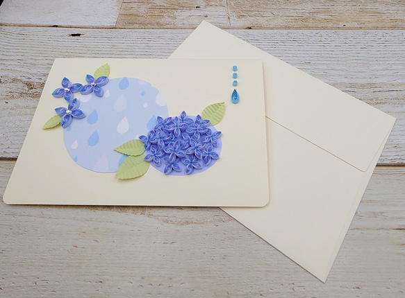 雨降りロマンチック儚げ紫陽花のメッセージカード 7枚目の画像