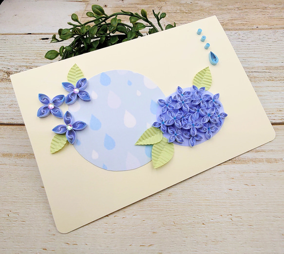 雨降りロマンチック儚げ紫陽花のメッセージカード 1枚目の画像