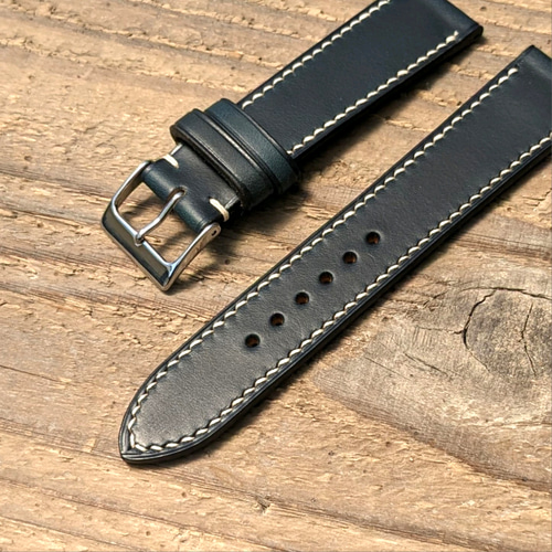 ホーウィン クロムエクセル ネイビー｜フルステッチ 時計ベルト