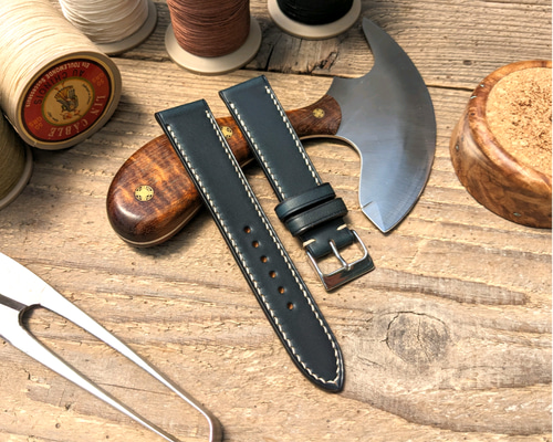 ホーウィン クロムエクセル ネイビー｜フルステッチ 時計ベルト