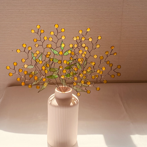 レジンヘアゴム ミモザ ミルク スワッグブーケ シェル ナチュラル 2