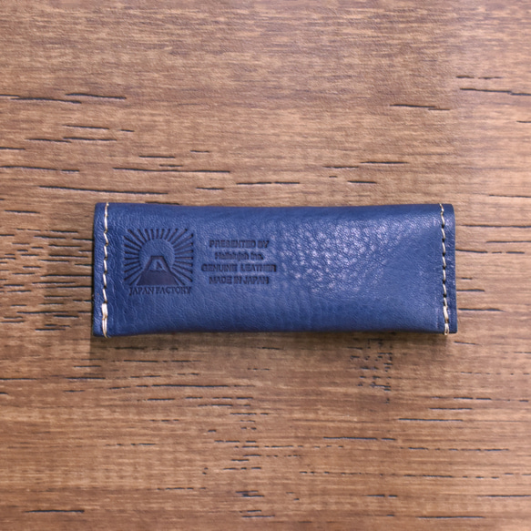 【1点限り】栃木レザー 手のひらに収まる ミニコインケース ブルー ミニ財布 1枚目の画像