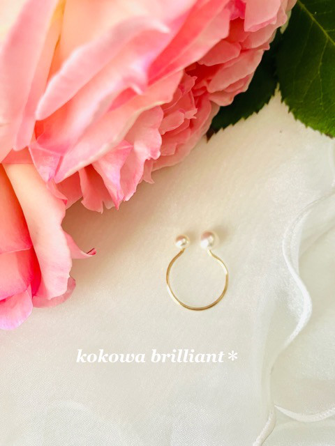 10kワイヤー淡水パールのフォークリング