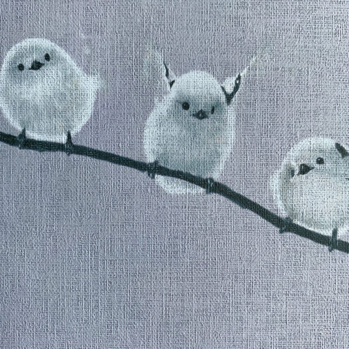 5匹のシマエナガのアートパネル（背景薄いグレー） 絵画 ansaku 通販