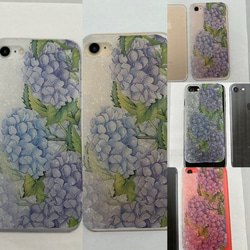 青と紫の紫陽花 柄スマホケースiPhone12/iPhoneXR/iPhone11/iPhone13/iPhone14 4枚目の画像