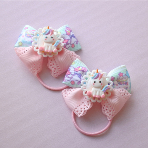 ユニコーン♡ハンドメイド商品♡ベビーヘアクリップ ヘアゴム