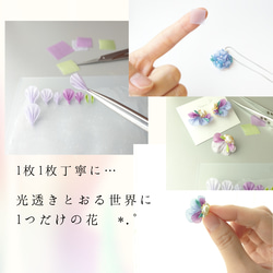 紫陽花ピアス・紫陽花イヤリング /透きとおるアジサイアクセサリー/透け感/再販まつり2024/浴衣/イヤーカフ/青紫 11枚目の画像