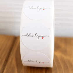 サンキューシール 100枚 ラッピング Thankyou （ホワイト×ハート）ab-458 2枚目の画像