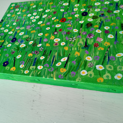 花咲く野原』アート 絵画 原画 アクリル キャンバスサイズSM 花咲く野原』アート 絵画 原画 アクリル キャンバスサイズSM