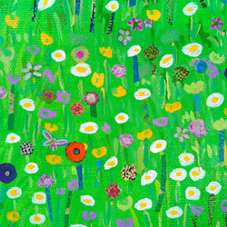 『花咲く野原』アート　絵画　原画　アクリル　キャンバスサイズSM　アートパネル　花畑 2枚目の画像