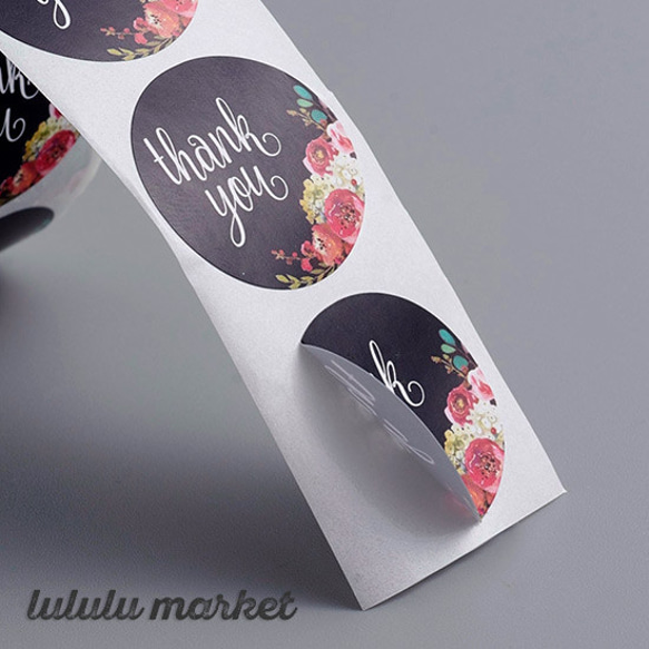 サンキューシール 100枚 ラッピング Thankyou （モノトーンミックス）ab-459 4枚目の画像