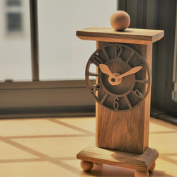 無垢材　木の置き時計　アラビア数字 4枚目の画像