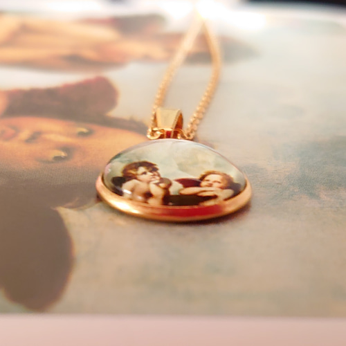 イタリア製不思議のメダイ&ラファエロの天使 3WAY 美しいガラスの