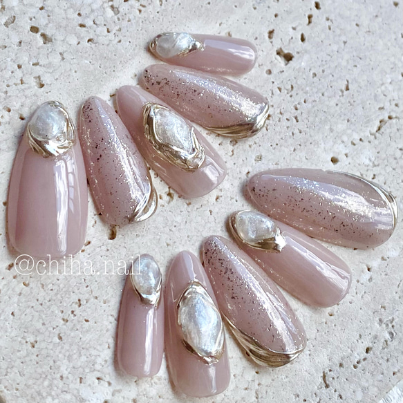 キラキラネイル 夏ネイル ニュアンスネイル 大人ネイル 上品ネイル