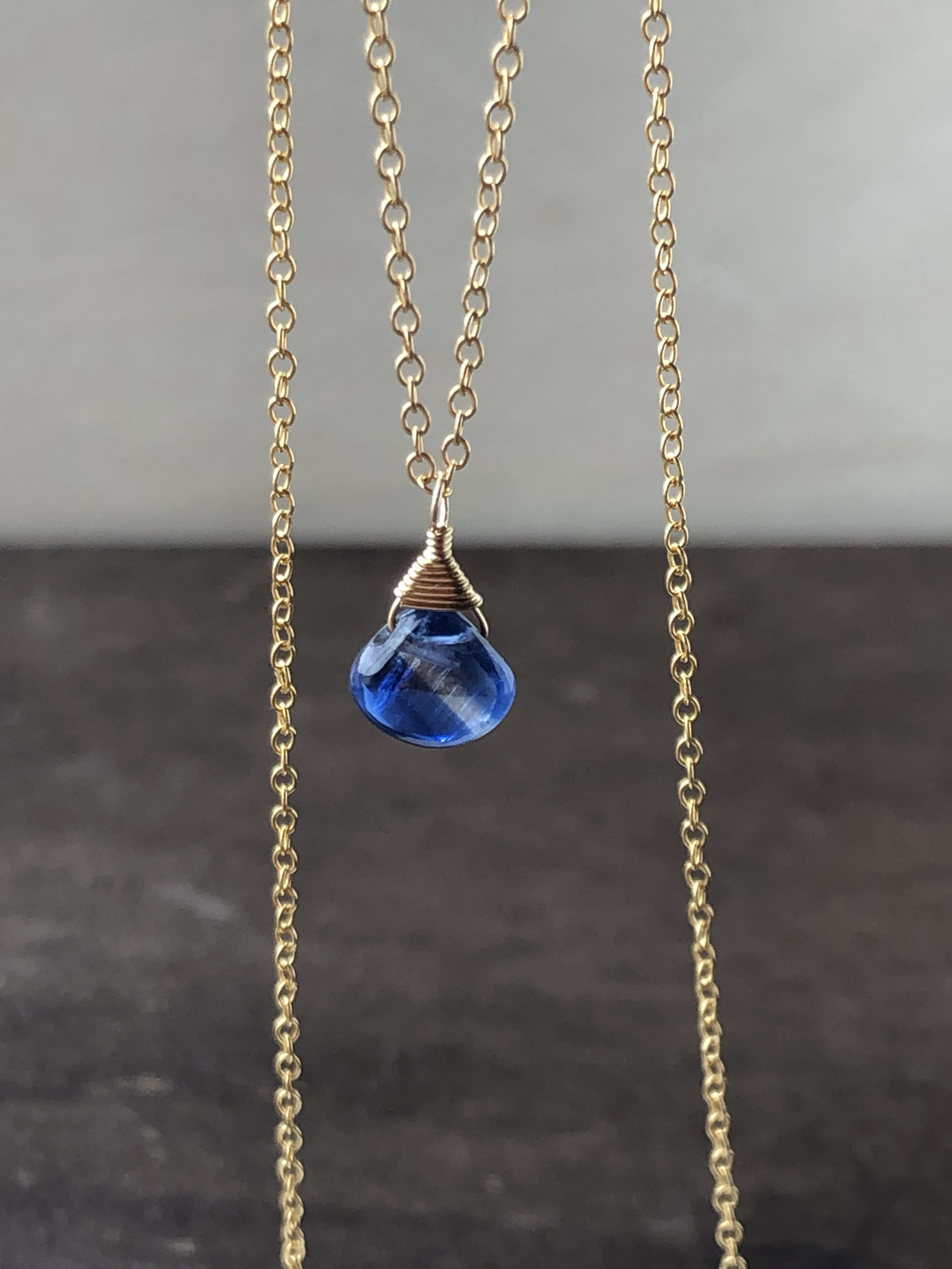 【14kgf】ゴールドフィルド / 天然石　 宝石質 AAA- カイヤナイト マロン　プレーン　ネックレス