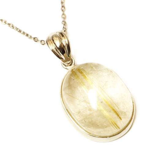 超大粒が魅力です!!】一点物 ゴールドルチル クォーツ ペンダント