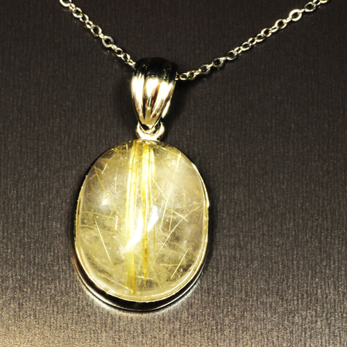 silver925 ゴールデンルチルクォーツ　ペンダントヘッド 超大粒が魅力です!!】一点物 ゴールドルチル クォーツ ペンダント