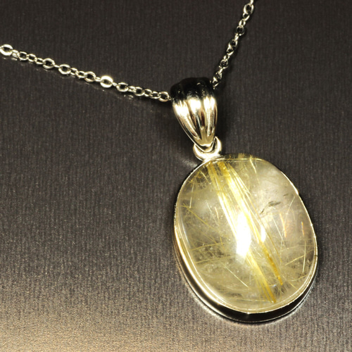 超大粒が魅力です!!】一点物 ゴールドルチル クォーツ ペンダント