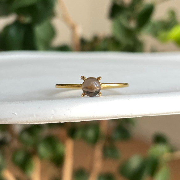 天然石　スモーキークォーツ　4×4㎜　リング　指輪 3枚目の画像