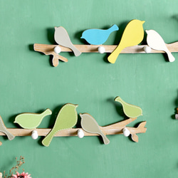 ウォールフック　ハンガーラック　ナチュラル　小鳥　木製　北欧風　子供部屋　おしゃれ　可愛い 1枚目の画像