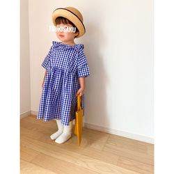 2021年 SS MILK ギンガム チェック フリル ワンピース 青 ブルー 2021年 SS MILK ギンガム チェック フリル ワンピース 青 ブルー