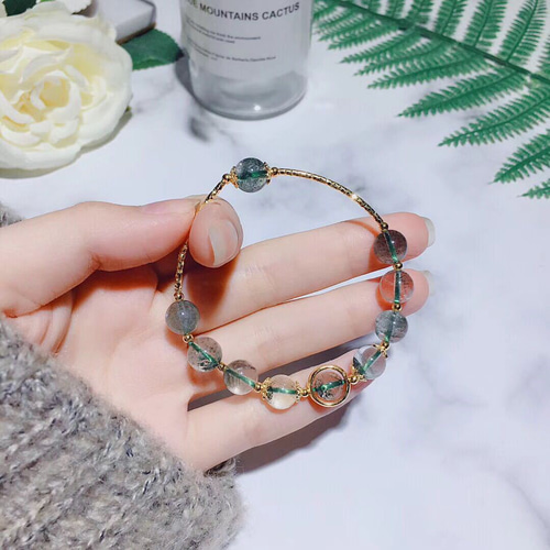 天然緑幽霊水晶ブレスレット ※大自然の力と魅力を完璧に表現する完璧な  