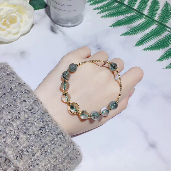 天然緑幽霊水晶ブレスレット ※大自然の力と魅力を完璧に表現する完璧な  