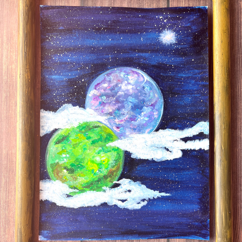 二つの地球（原画） 絵画 あやか 通販 15910513｜Creema(クリーマ)