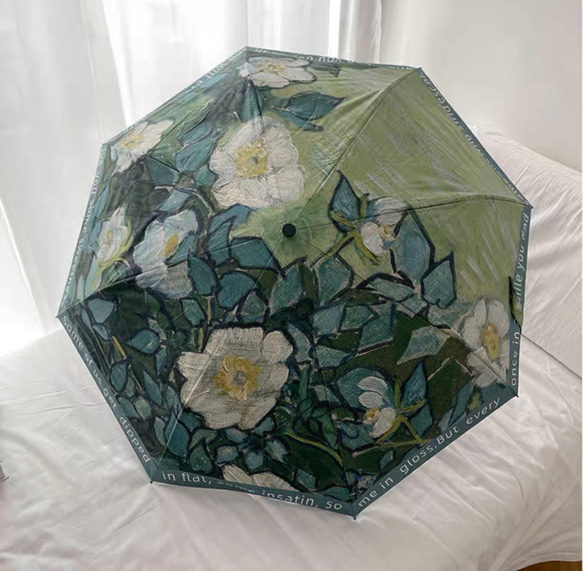 晴雨兼用傘 自動開閉傘 日差し対策 日傘 雨傘  紫外線対策 花柄 カラー 傘袋付き 3枚目の画像