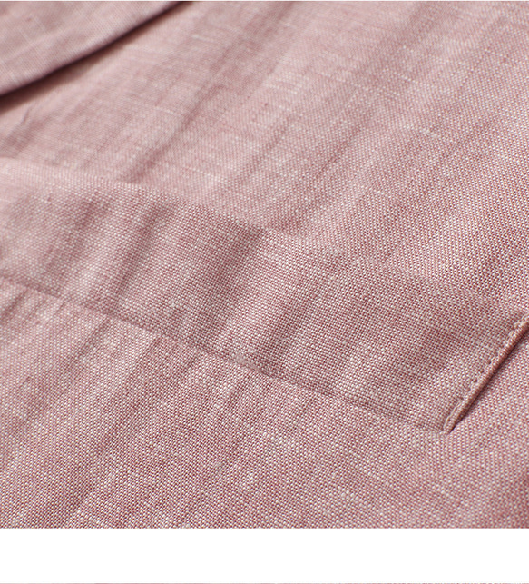 2色　さらりと羽織れるリネンコットンのジャケット　ポケット付き【春夏秋】ベージュ系/ピンク系 7枚目の画像