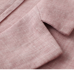 2色　さらりと羽織れるリネンコットンのジャケット　ポケット付き【春夏秋】ベージュ系/ピンク系 6枚目の画像