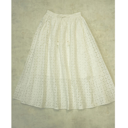 【即納可】リバースアップリケ・フレアスカート（NK23-014-white） 6枚目の画像