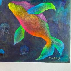 【原画・アクリル画】クジラのワルツ002 キャンバス F4号（333×242mm） 7枚目の画像