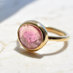 ウォーターメロントルマリン　リング　11.5号　Watermelon Tourmaline　Bezel Setting 1枚目の画像