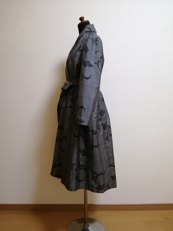 SOLD　着物リメイク　フレアーコート　大島紬 