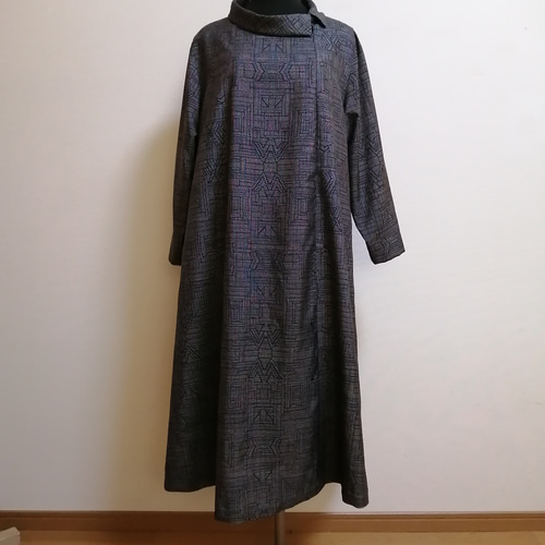 着物リメイク 大島紬 3Ｌ 上品でシンプルなワンピース❤️✨ SOLD 着物リメイク ワンピース 大島紬 ワンピース さらあお 通販